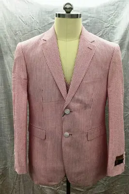 Seersucker-2BV Red - Mens Modern Fit Suit