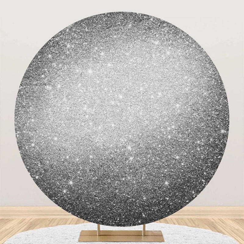 Round Silver Glitter Metal Texture Birthday Backdrop - Aperturee