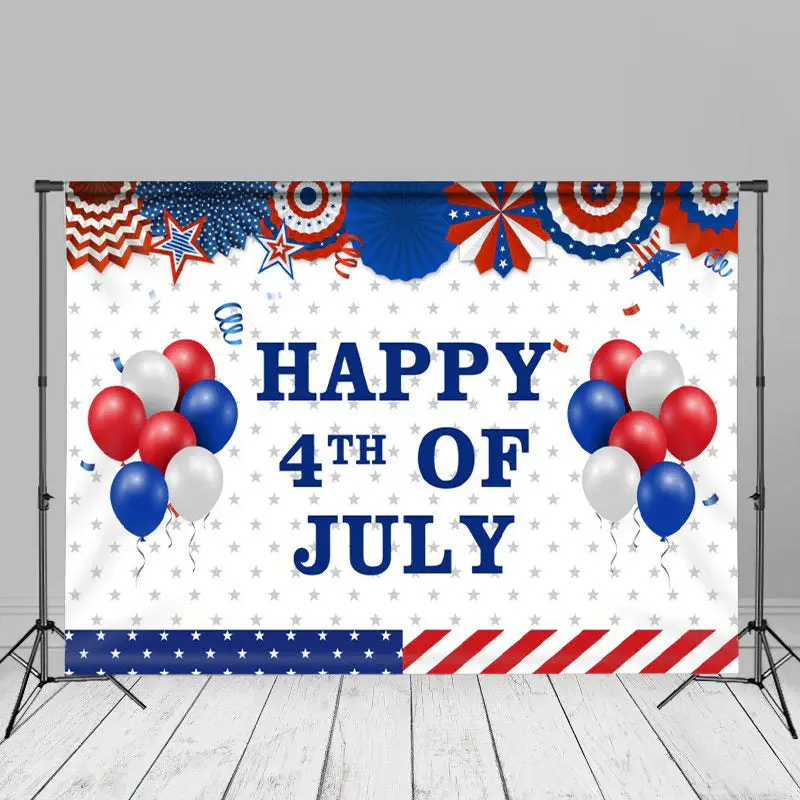 Happy 4th Of July Balloon Independence Day Backdrop - Aperturee