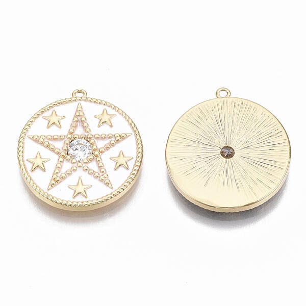 Brass Micro Pave Clear Cubic Zirconia Pendants