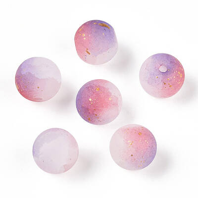 Frosted Baking Painted Crackle Glass Beads with Glitter Powder