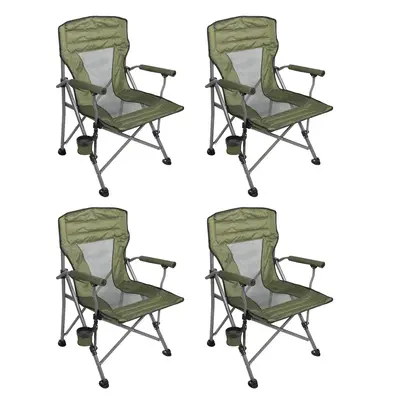 Four Seasons Courtyard Quad Sports Arm Chair with Lumbar Support, Green (4 Pack)