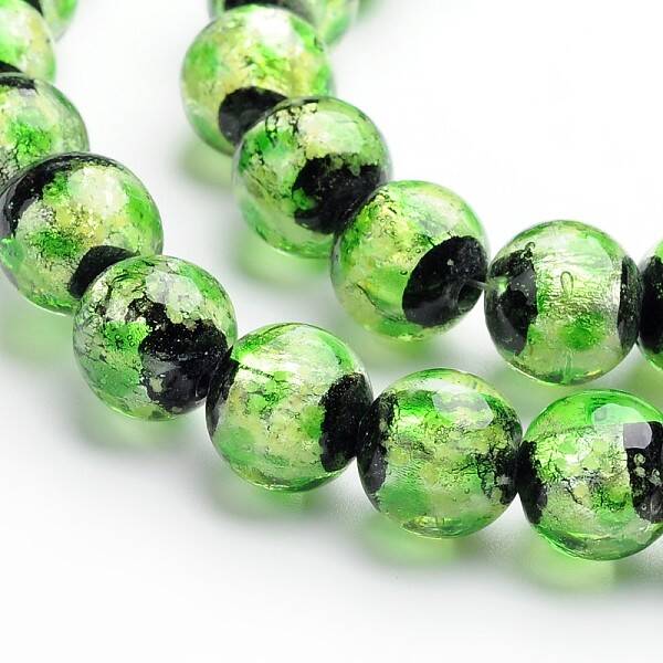 Glow in the Dark Luminous Style Handmade Silver Foil Glass Round Beads
