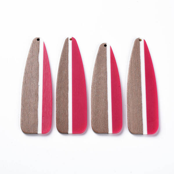 Opaque Resin & Walnut Wood Big Pendants