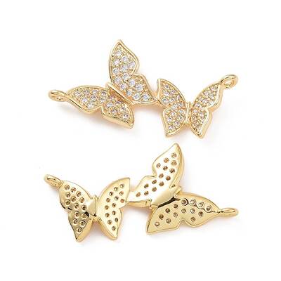 Brass Micro Pave Clear Cubic Zirconia Connector Charms