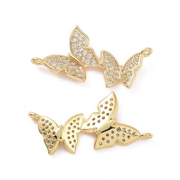 Brass Micro Pave Clear Cubic Zirconia Connector Charms