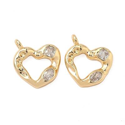 Brass Micro Pave Heart Cubic Zirconia Pendants