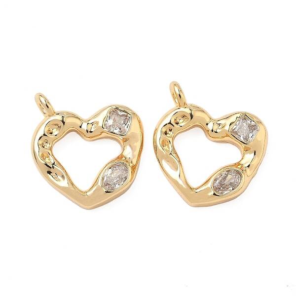 Brass Micro Pave Heart Cubic Zirconia Pendants