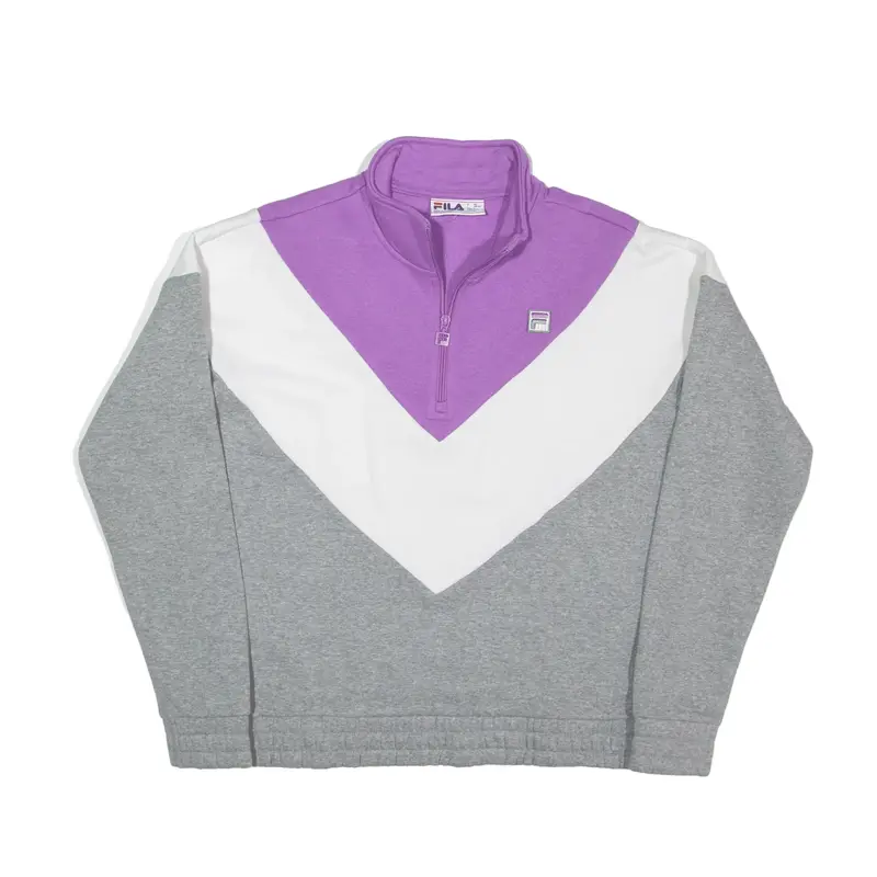 FILA Sweatshirt Grey 1/4 Zip Womens L