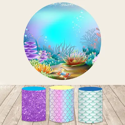 Aperturee Lovely Baby Pirates And Sea Round Birthday Backdrop Kit | Circle Party Backdrop | Custom Round Birthday Backdrop | ...