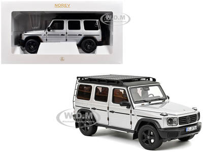 2024 Mercedes-Benz G-Class Professional Iridium Silver Metallic with Black Top and Roof Rack 1/18 Diecast Model Car by Norev