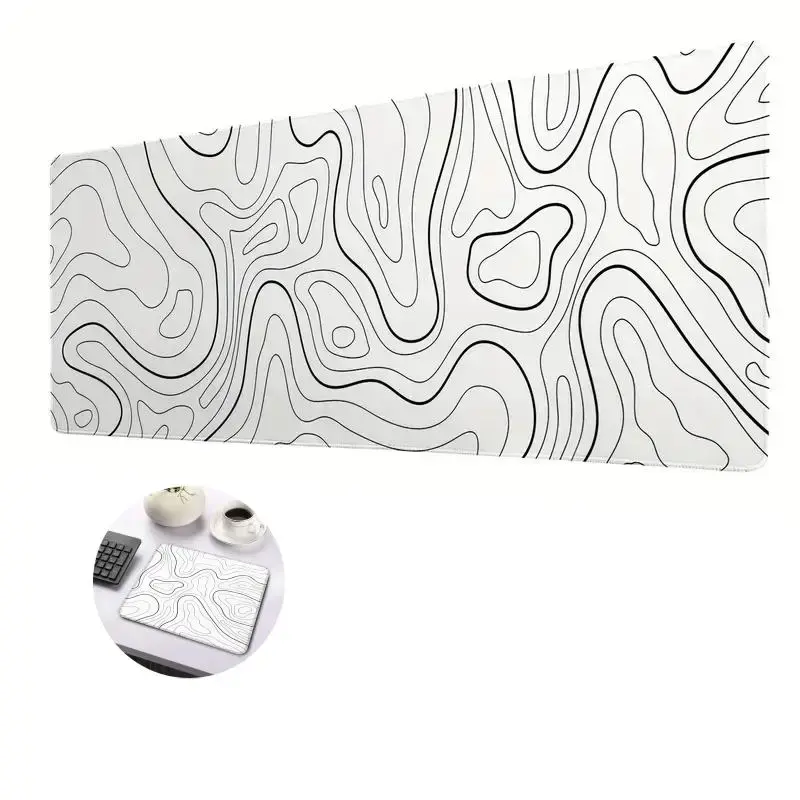 Line Pattern Mouse Pad, 1 Count Multi-size Abstract Terrain Line Contour Pattern Desk Mat, Christmas Decor Desktop Protection...
