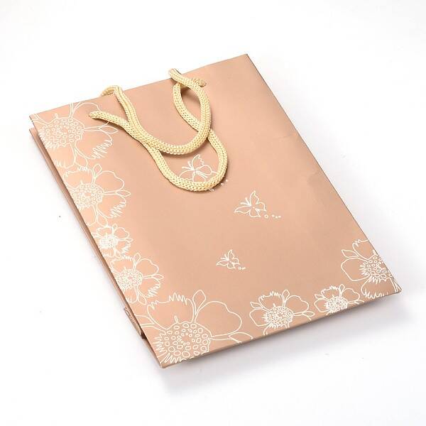 Rectangle Flower and Butterfly Pattern Cardboard Paper Bags