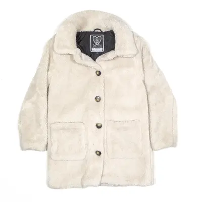 GIRLS RULE Teddy Fleece Jacket Cream Girls L