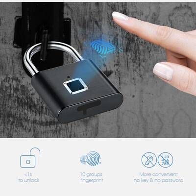 Door Lock Fingerprint Keyless USB Rechargeable Smart Padlock