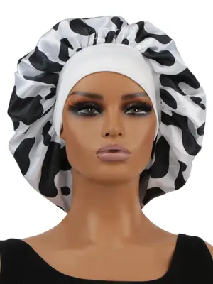 Matching Minimalist Satin Sleeping Cap, Ruched Design Sleeping Bonnet, Soft Comfortable Sleeping Hat for Women & Girls