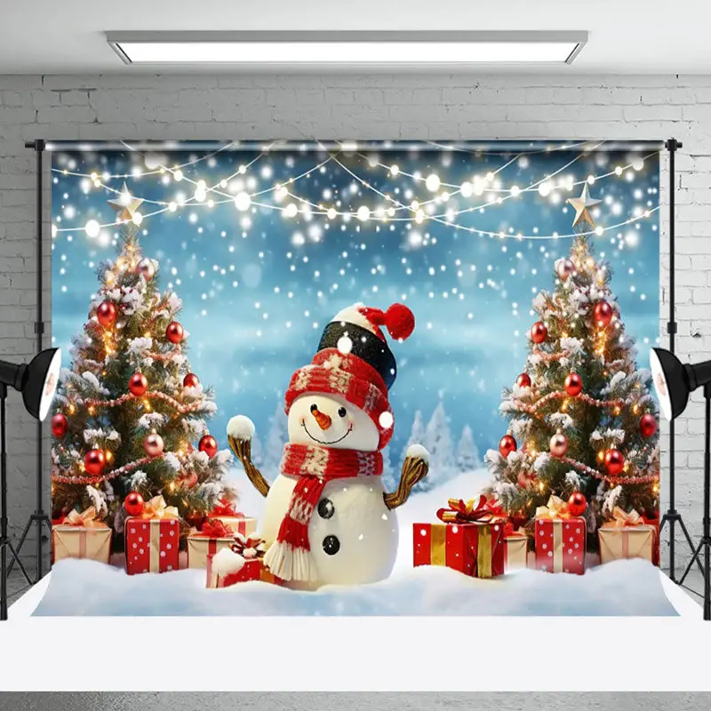 Aperturee Joyful Christmas Snowman Gifts Sweet Winter Backdrop
