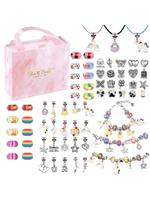 DIY Jewelry Making Kit, 66pcs Unicorn & Mermaid Charm Beaded Bracelet, Jewelry Making Kit Great Idea Gift, Creative Craft Ma...