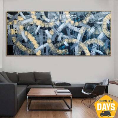 Original Abstract Oil Paintings On Canvas Textured Blue Painting Hand Painted Art Blue Acrylic Oil Painting | BLUE SERPENTINE...