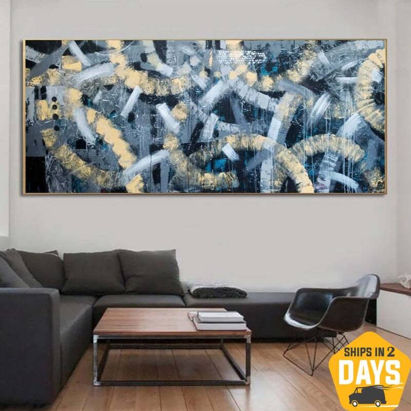 Original Abstract Oil Paintings On Canvas Textured Blue Painting Hand Painted Art Blue Acrylic Oil Painting | BLUE SERPENTINE...