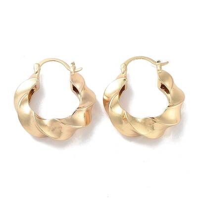 Brass Twist Rope Hoop Earrings for Women