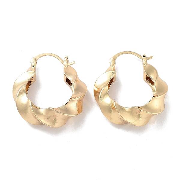 Brass Twist Rope Hoop Earrings for Women