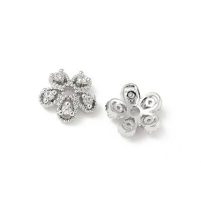Brass Micro Pave Clear Cubic Zirconia Bead Caps