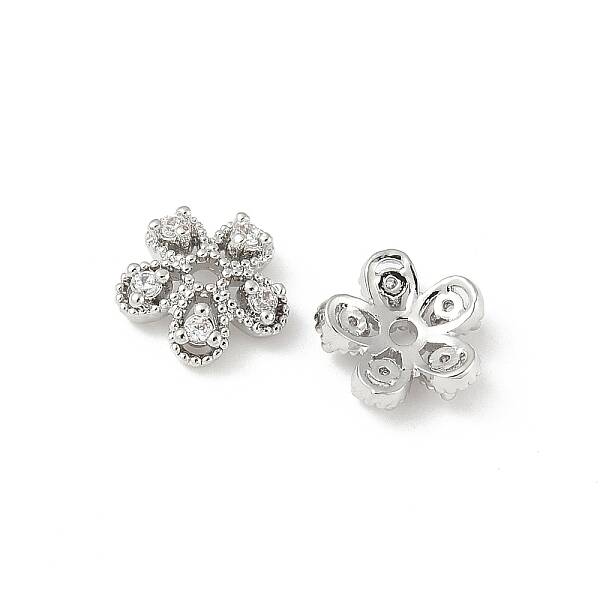 Brass Micro Pave Clear Cubic Zirconia Bead Caps