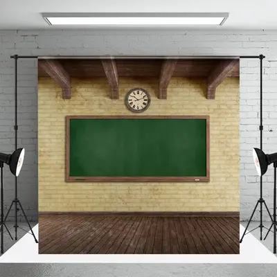 Classroom Floor Brick Wall Back To School Backdrop - Aperturee
