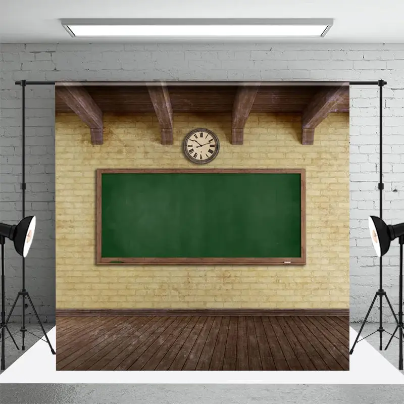 Classroom Floor Brick Wall Back To School Backdrop - Aperturee