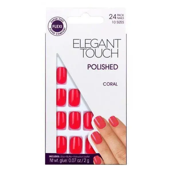Elegant Touch Core Colour Nails con colla Squoval Midnight Black 24 U