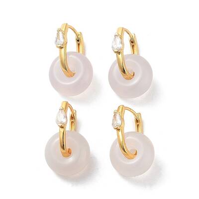 Donut Natural Agate Hoop Earrings for Women