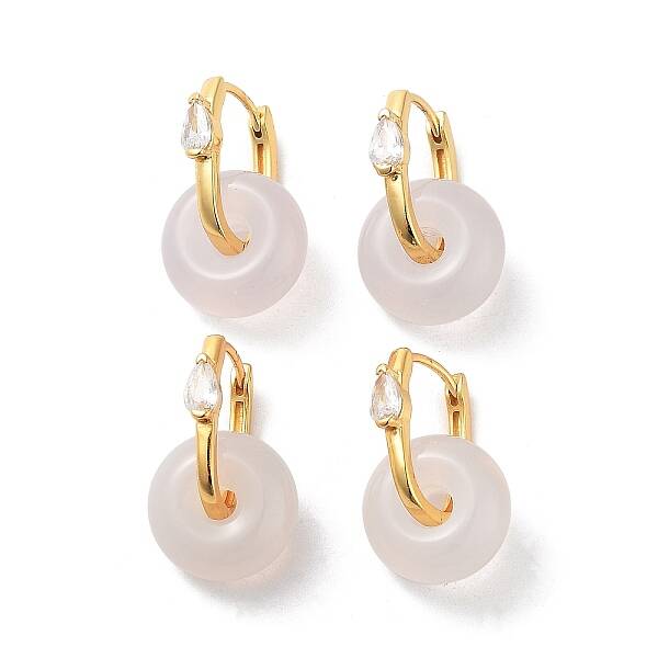 Donut Natural Agate Hoop Earrings for Women