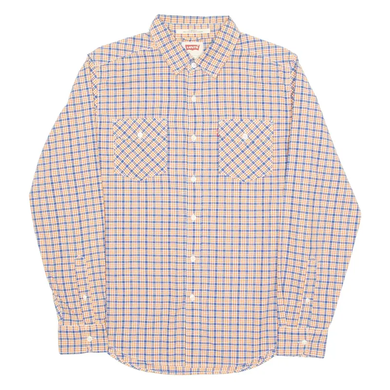 LEVI'S Mens Shirt Orange Gingham Long Sleeve M