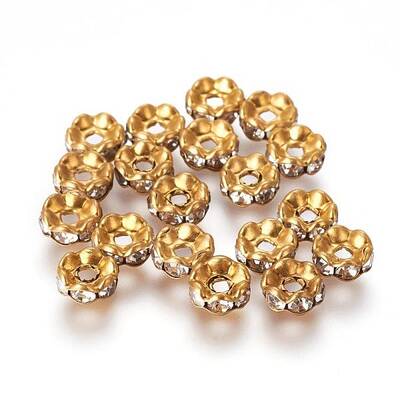 Brass Rhinestone Spacer Beads