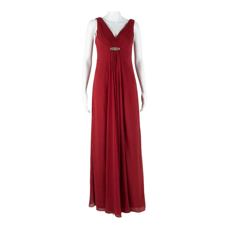 LAUREN RALPH LAUREN Evening Womens Maxi Dress Red Sleeveless Long XS