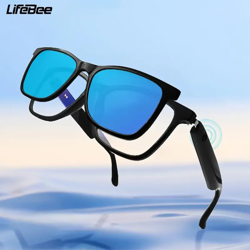 LIFEBEE Smart Wireless Audio Glasses, Cyber Smart Bluetooth-compatible Glasses, Anti-blue Light Sunglasses Lens Kit for Outd...