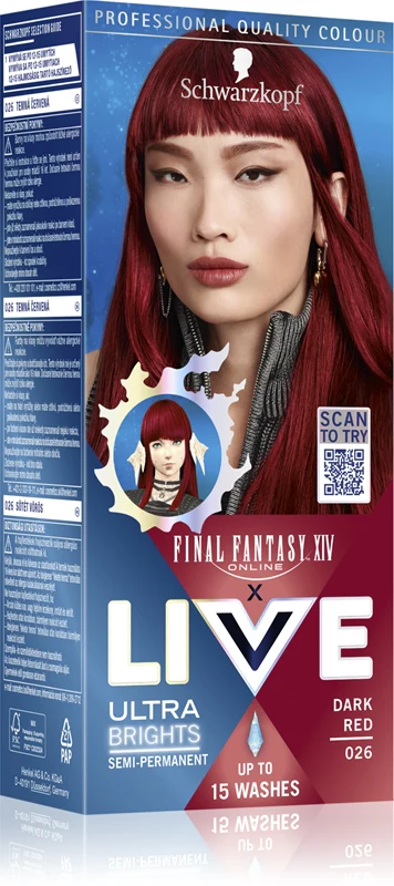 Schwarzkopf LIVE Ultra Brights or Pastel semi-permanent hair dye color 026 Dark Red