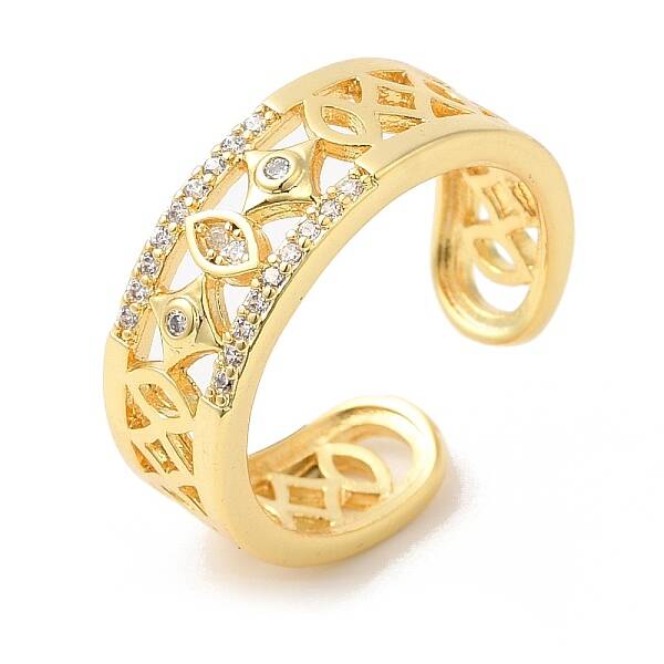 Clear Cubic Zirconia Hollow Out Open Cuff Rings
