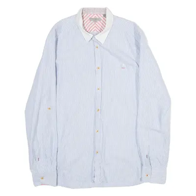 TED BAKER Mens Shirt Blue Striped Long Sleeve M