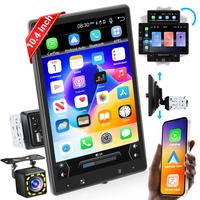 10.4 Inch Single Din Car Stereo with Carplay Android Auto, Touch Screen Car Radio with Bluetooth Mirror Link, Vioce Control, ...