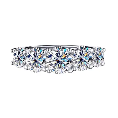 5 Stone 3.6CT Synthetic Moissanite Ring for Women, D Color VVS1 Hypoallergenic Promise Ring Half Eternity Ring Jewelry Gift f...