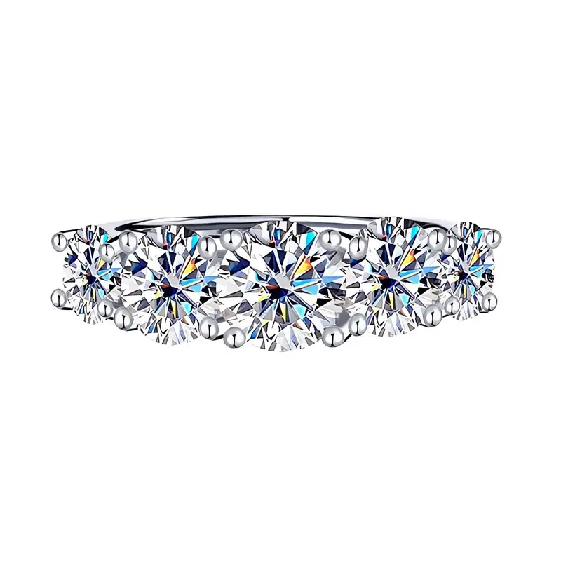 5 Stone 3.6CT Synthetic Moissanite Ring for Women, D Color VVS1 Hypoallergenic Promise Ring Half Eternity Ring Jewelry Gift f...