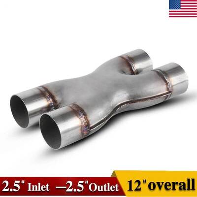 YITAMOTOR® Welded X-Pipe Exhaust Tip 2.5'' Dual Inlet/2.5''inch Dual Outlet 201 Stainless Steel