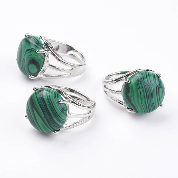 Adjustable Synthetic Malachite Finger Rings