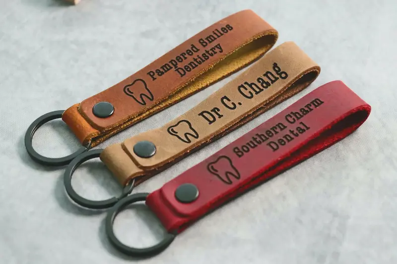 SLIM DENTIST Personalized Keychain, Dentist Keyring, Dental Clinic Key tag, Name Tag, Cute Leather Keychain, Dentist Staff Ke...