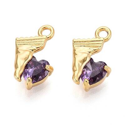 Brass Micro Pave Cubic Zirconia Charms