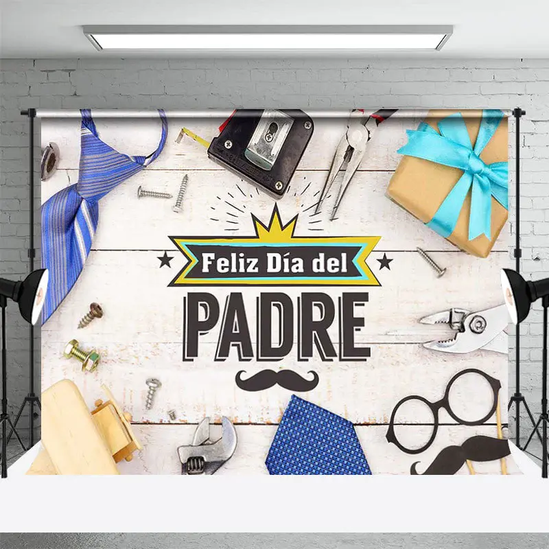 Gift Tie Wood Feliz Dia Del Padre Fathers Day Backdrop - Aperturee