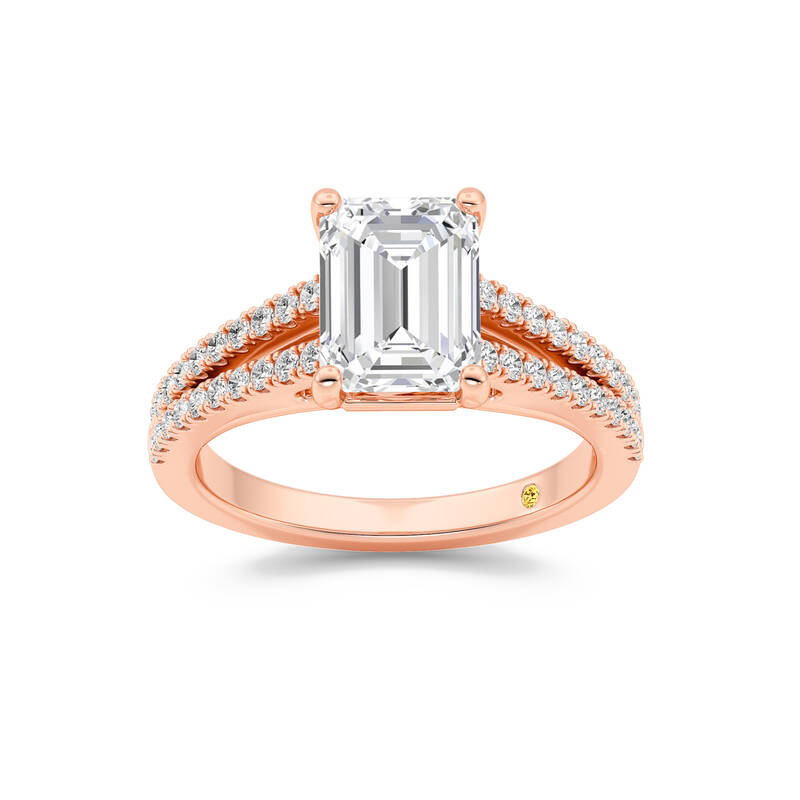 Nyx Split Shank Trellis Pavé Emerald Cut Lab Grown Diamond Engagement Ring | 14K Rose Gold 4 CT. TW.