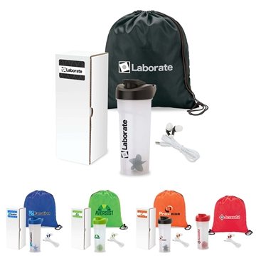 100 Customized Vigor 3-Piece Fitness Gift Set - Shaker Cup